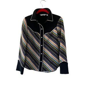 & Other Stories Paris Atelier Snap Button Front Patterned Jacket Size 2